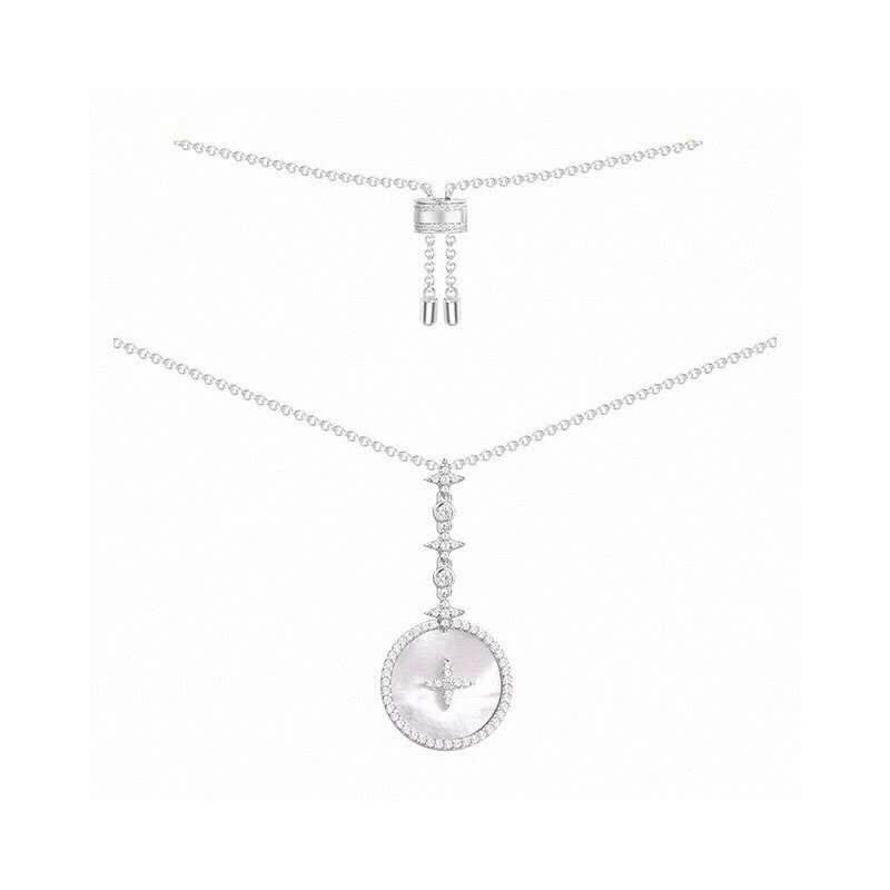 APM Monaco Elegant Silver Chain with Diamond-Encrusted Pendant